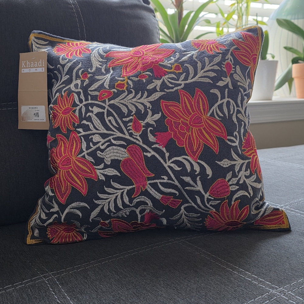 Embroidered Throw Pillow Cover